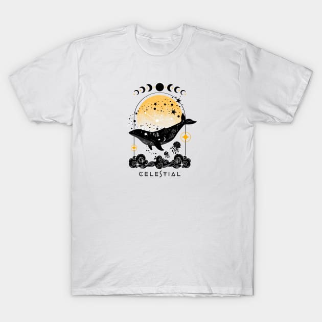 Celestial spirit animal Whale T-Shirt by MonochromeEcho